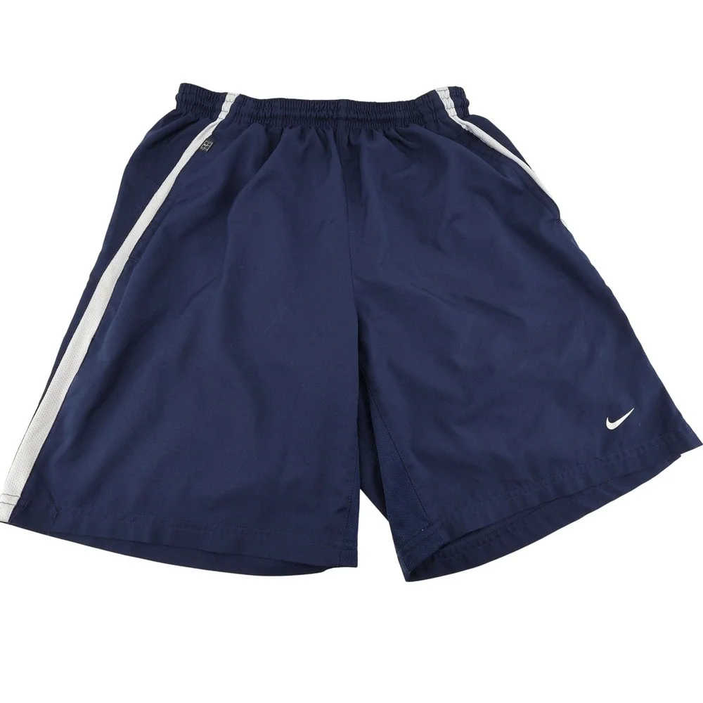 Nike‎ Athletic Shorts Navy Blue Striped Fit Dry Mens L